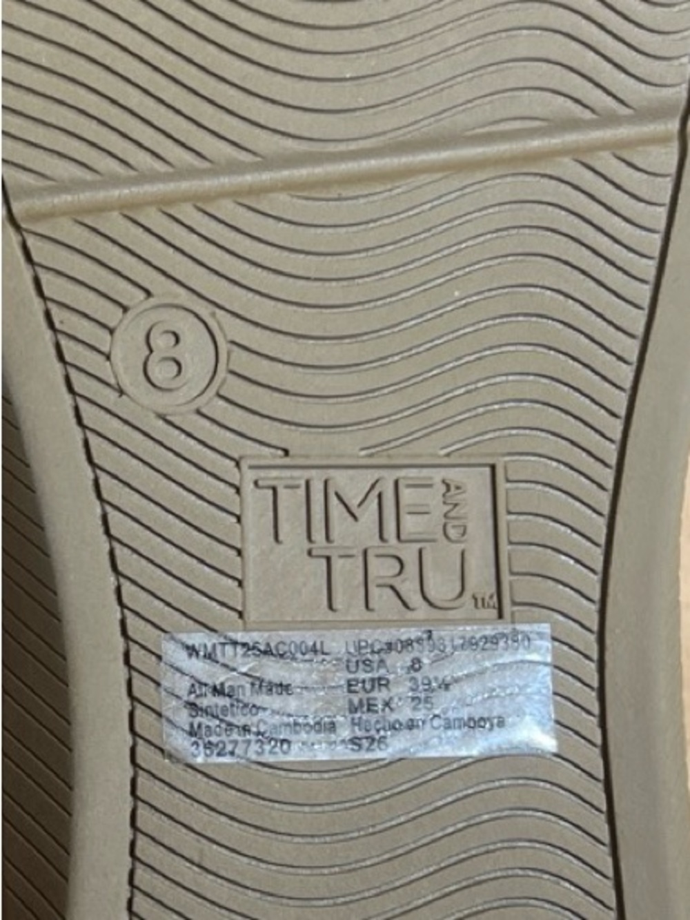 Time and Tru White and Tan Padded Thong Sandals - Picture 3 of 4
